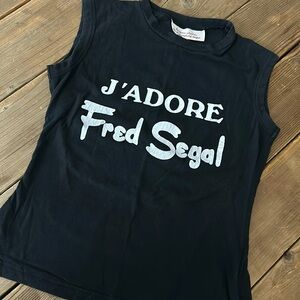 J’ Adore Fred Segal Large (runs small) black tank t shirt has some stretch